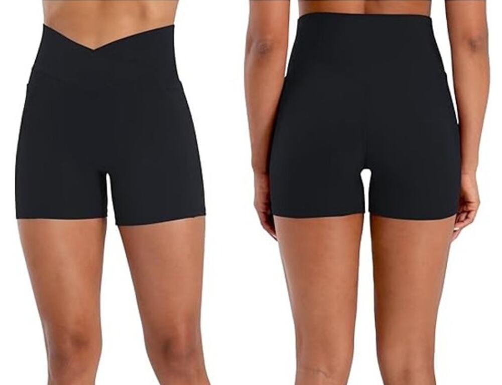 NWT ~ Women's Black Spandex Biker Yoga Pockets Shorts ~ Size SMALL